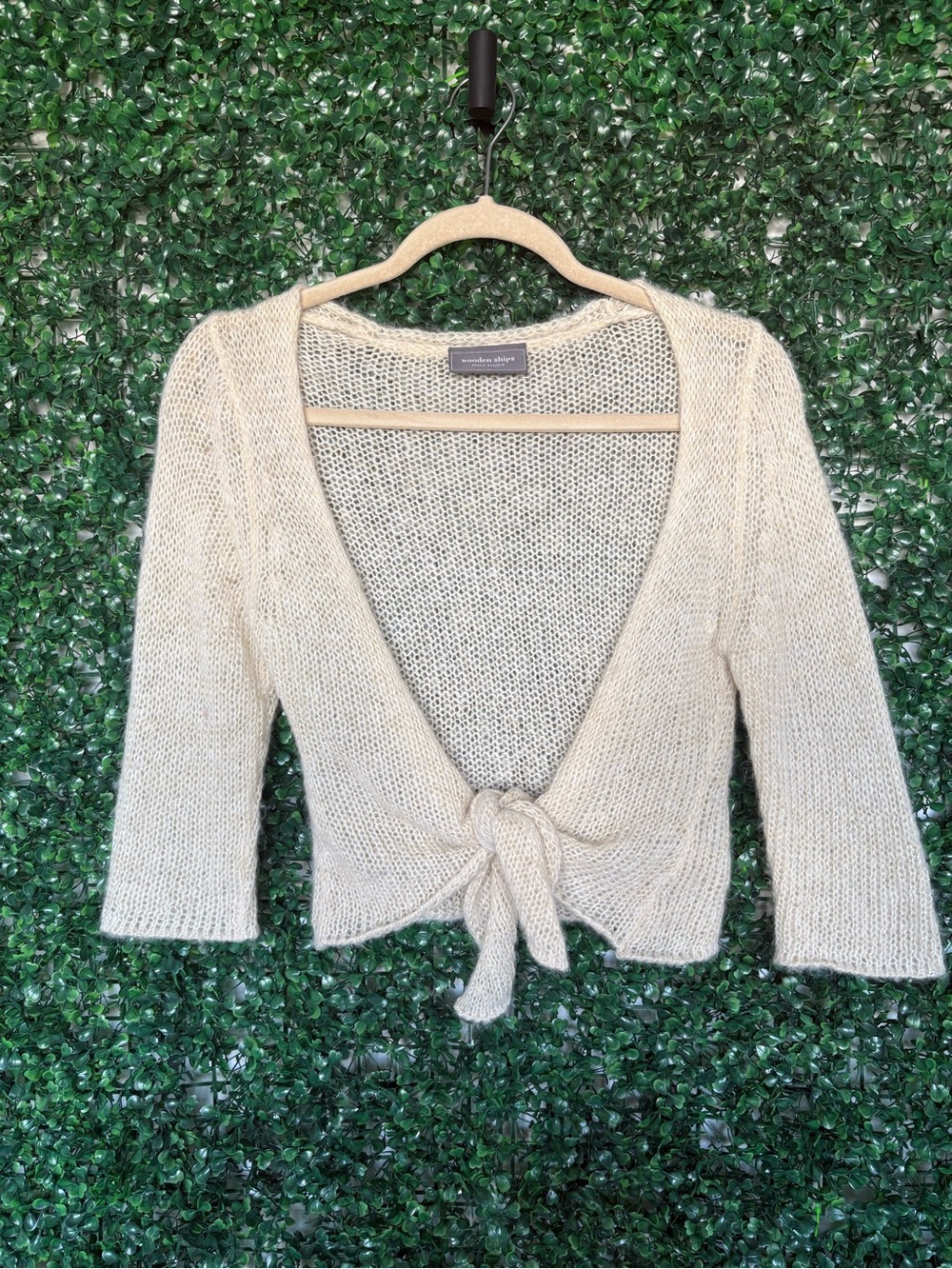 Wooden Ships almond Cream Ballet Tie-Front Open Knit Cardigan